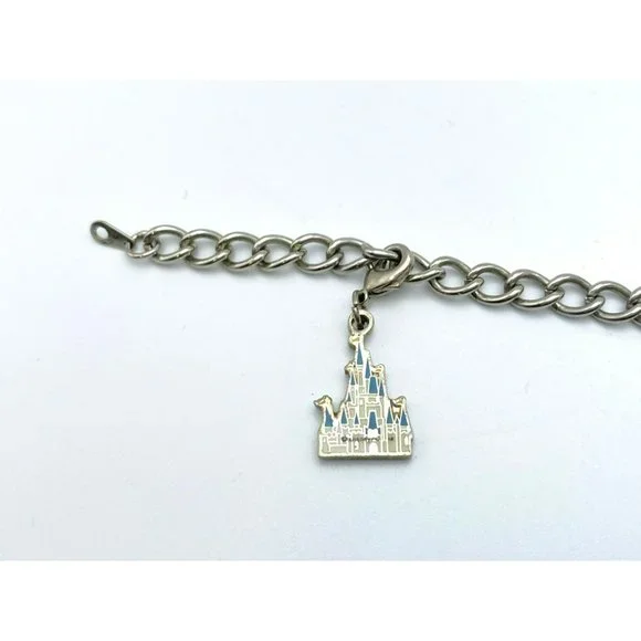 Walt Disney Charm Bracelet Silver Tone Clip Charms 7 3/4" Rhinestone Official - Picture 3 of 11